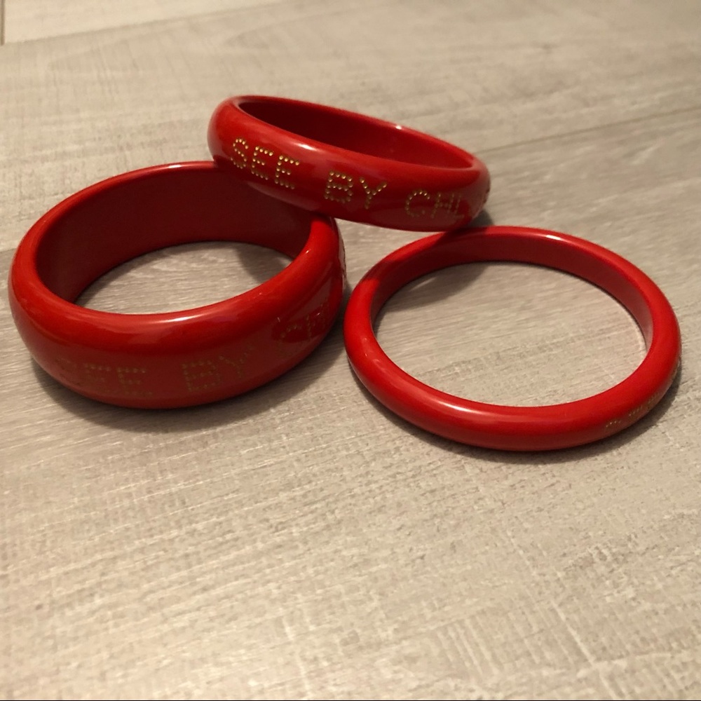 Set of 3 See by Chloe bangles in orange red